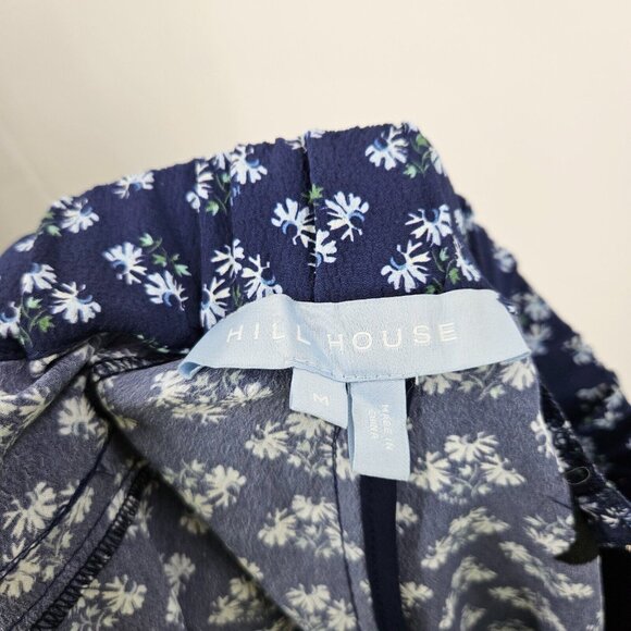 Hill House Pants Blue Floral Print Wide Leg Side Zip Stretch Palazzo Lounge Sz M - Picture 7 of 9